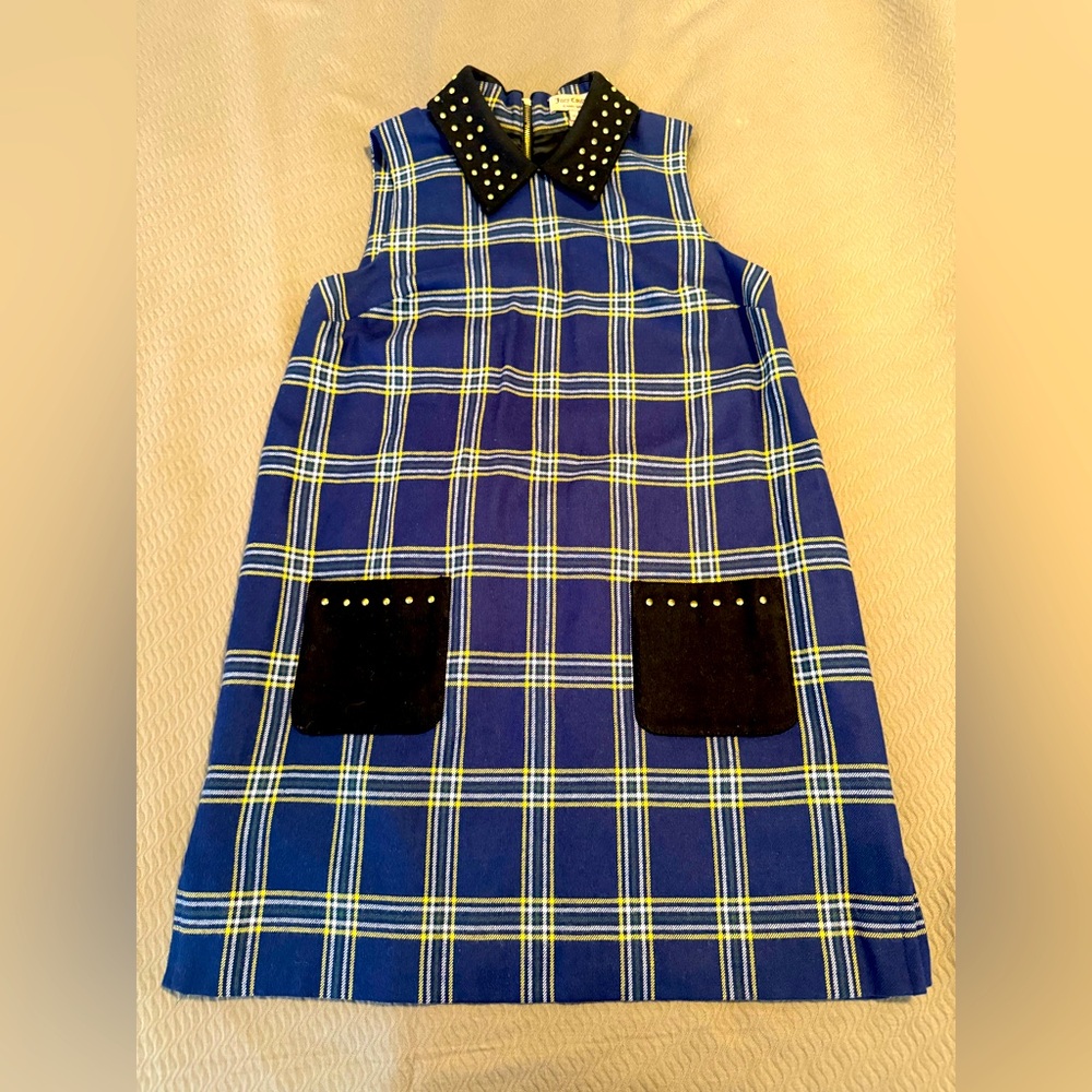 Juicy Couture Eton Tartan Plaid sleeveless stud collar wool blend dress punk 10